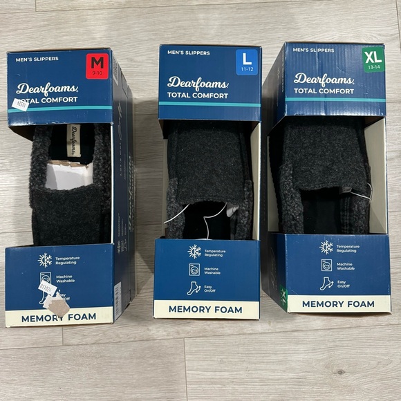 Dearform Men’s slippers XL 13/14 Gray Memory Foam Warm Easy On/Of Comfort indoor - Picture 2 of 7